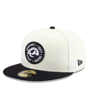 Los Angeles Rams 2022 Men's Cream and Black Fitted Hat Inspire Change 59FIFTY New Era