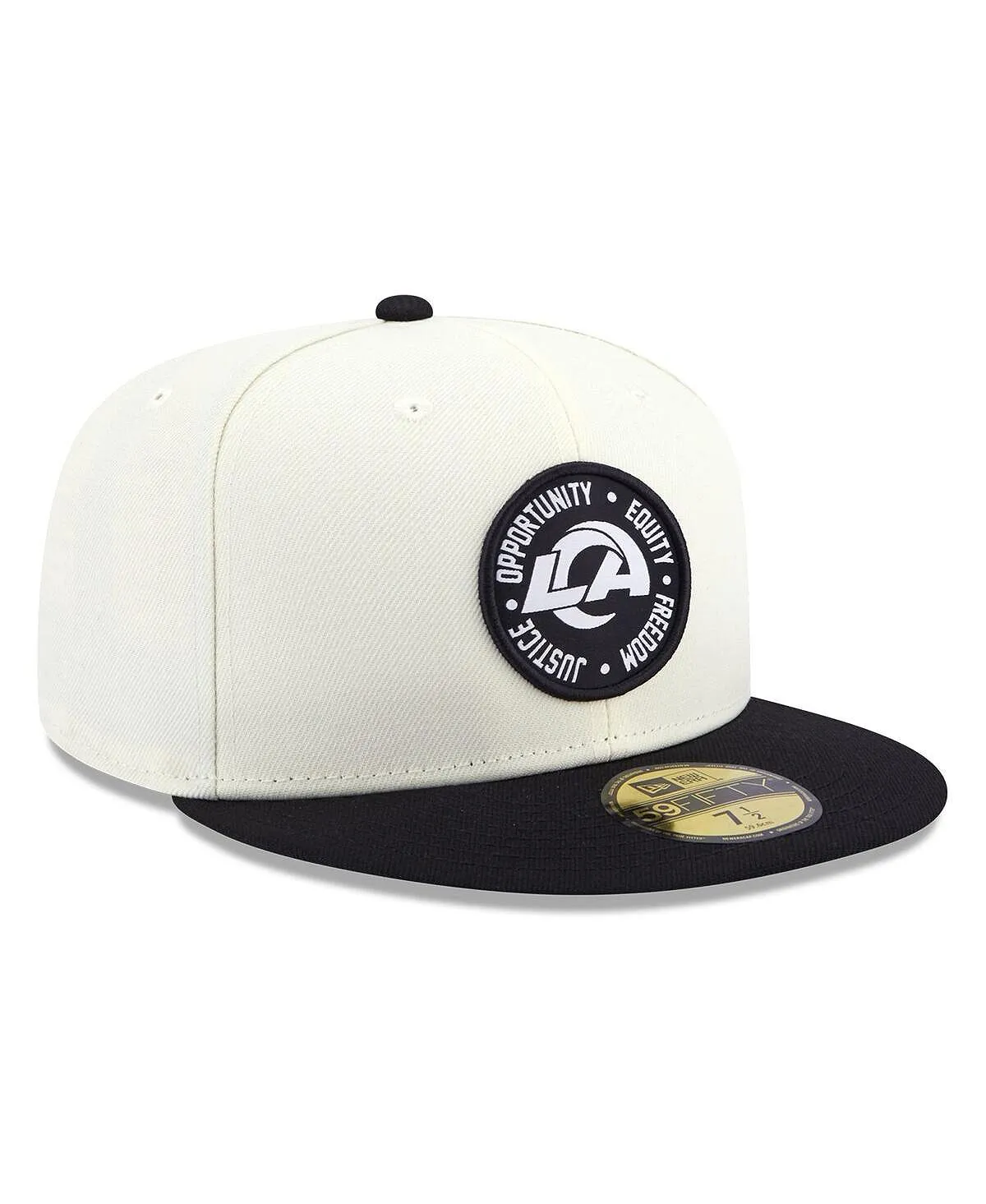 Los Angeles Rams 2022 Men's Cream and Black Fitted Hat Inspire Change 59FIFTY New Era