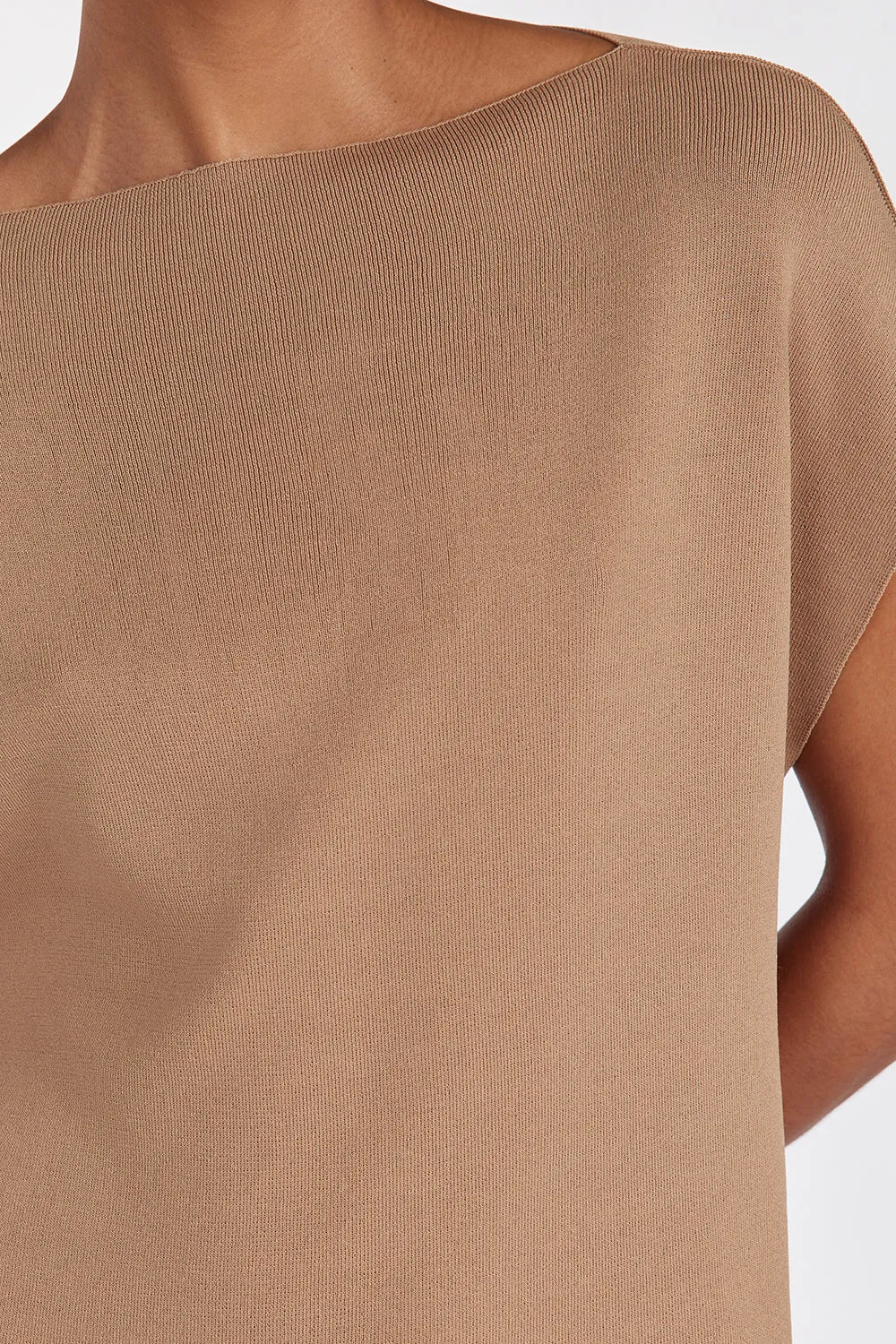 MABLE TAN LONGLINE KNIT TOP