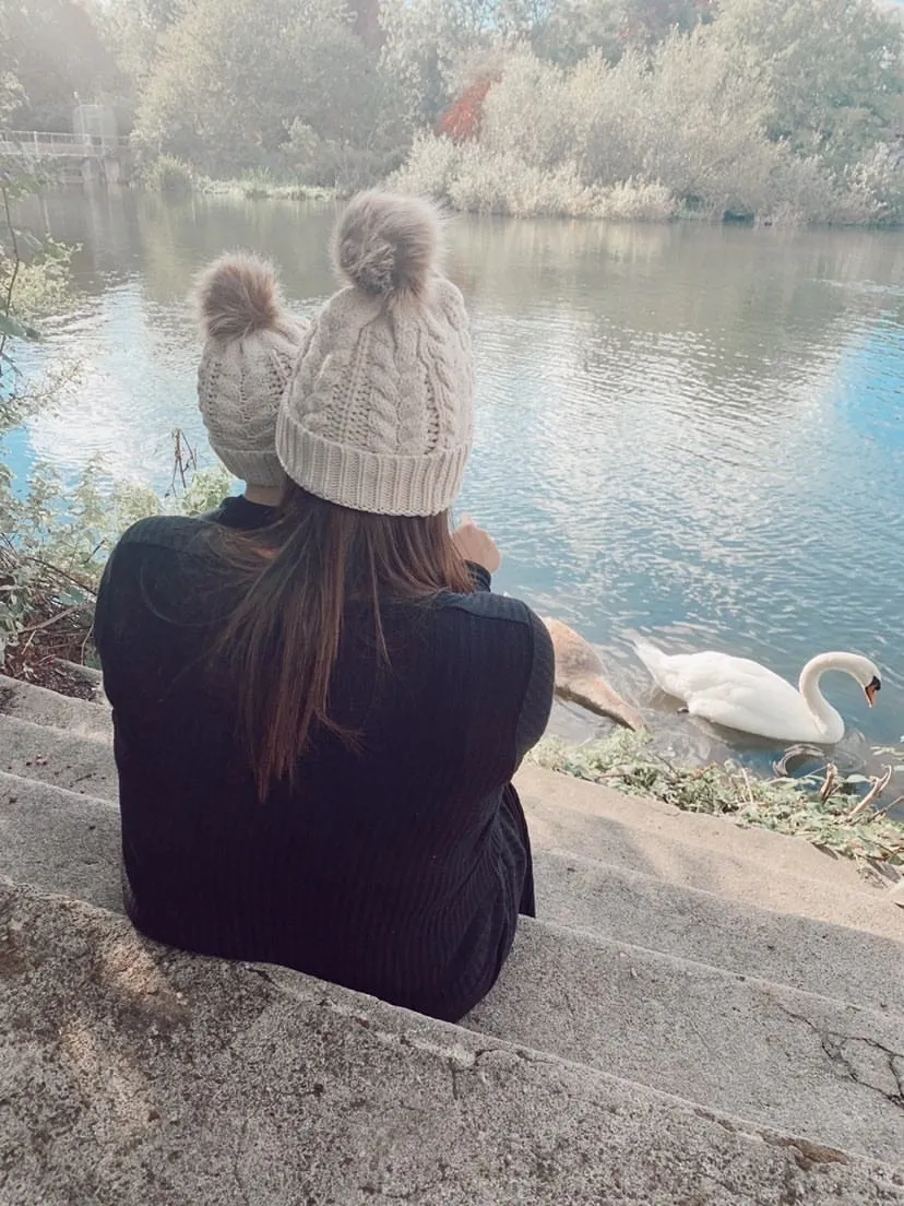Matching Mama & Baby Hats - Plaited Style - Beige