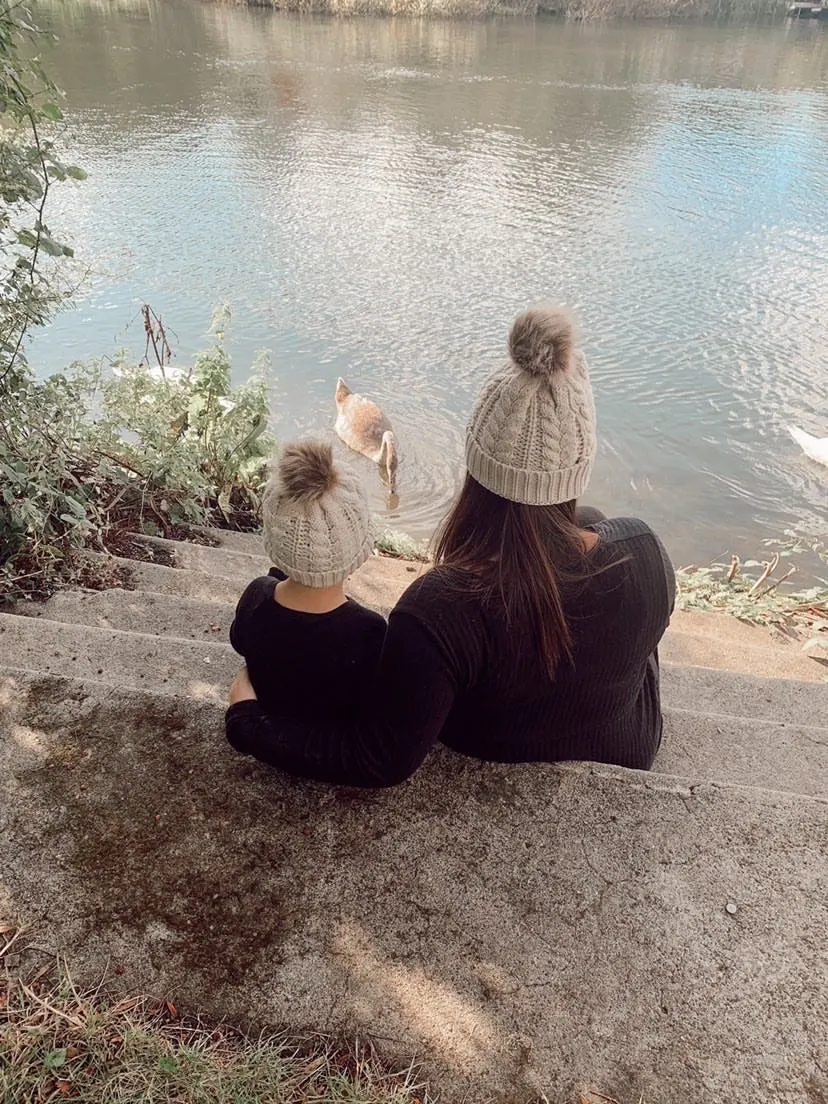 Matching Mama & Baby Hats - Plaited Style - Beige