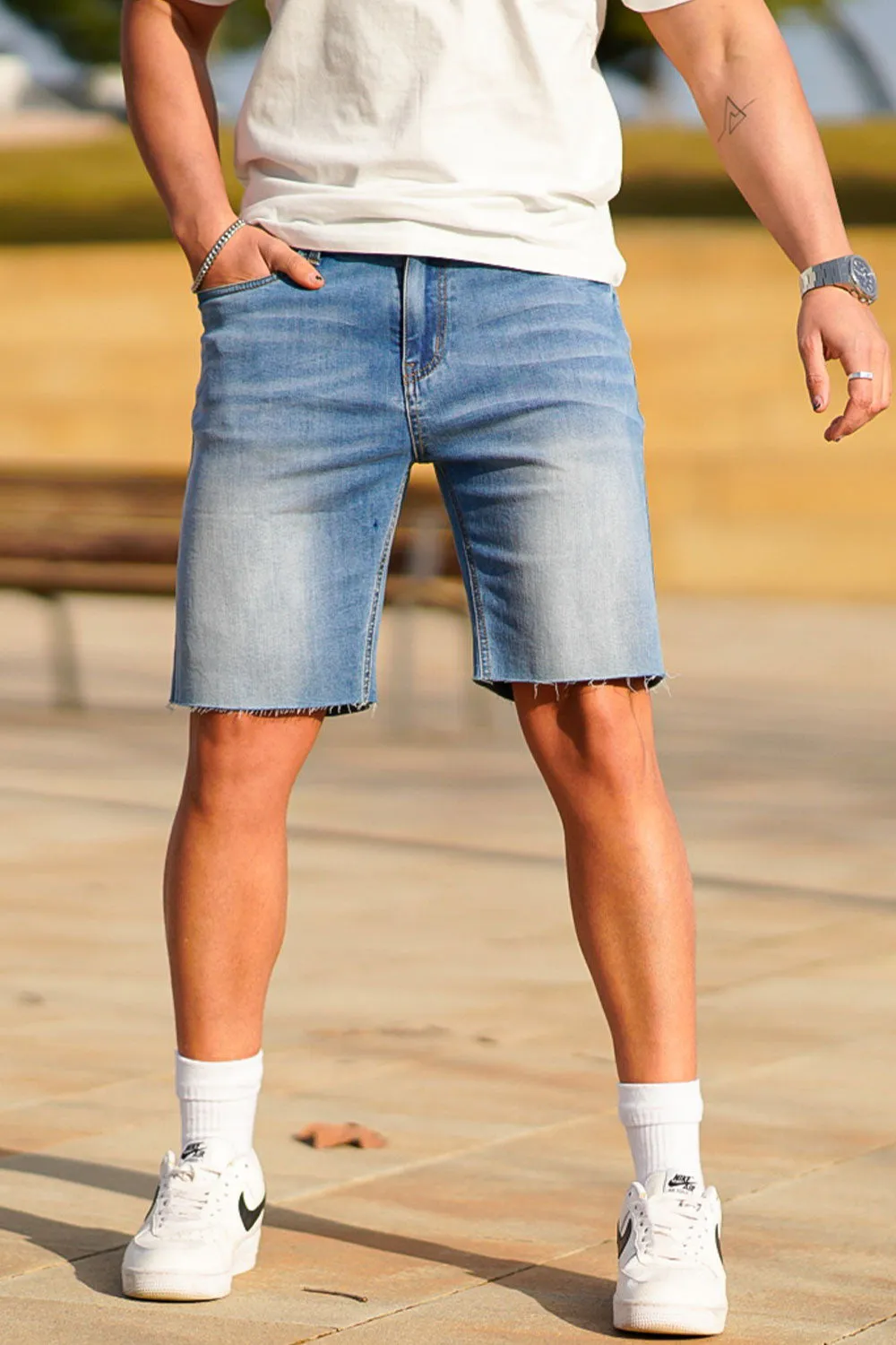 Men Blue Jean Short