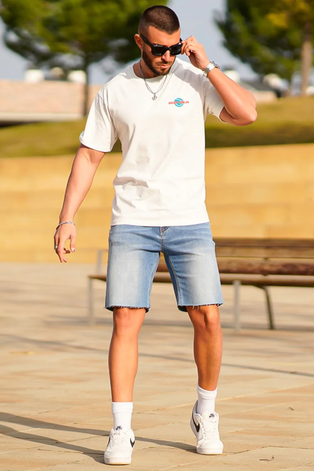 Men Blue Jean Short