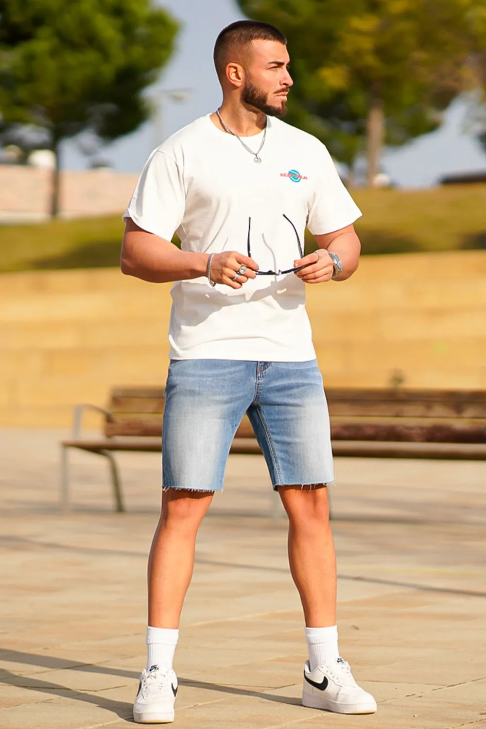 Men Blue Jean Short