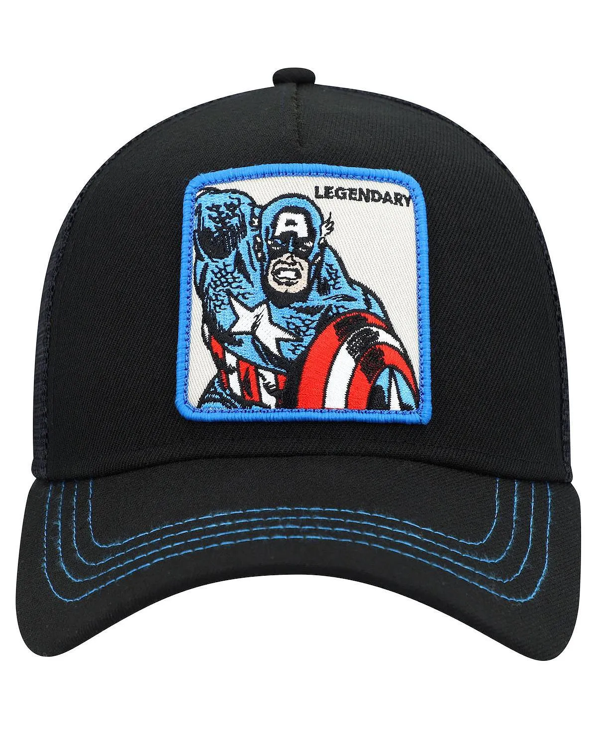 Men's Black Retro Captain America A-Frame Snapback Hat Lids