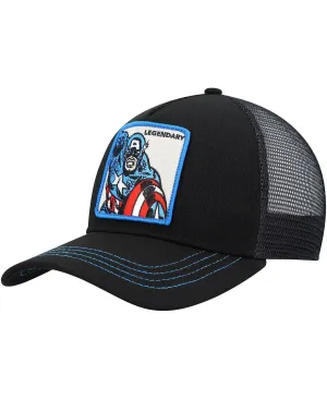 Men's Black Retro Captain America A-Frame Snapback Hat Lids