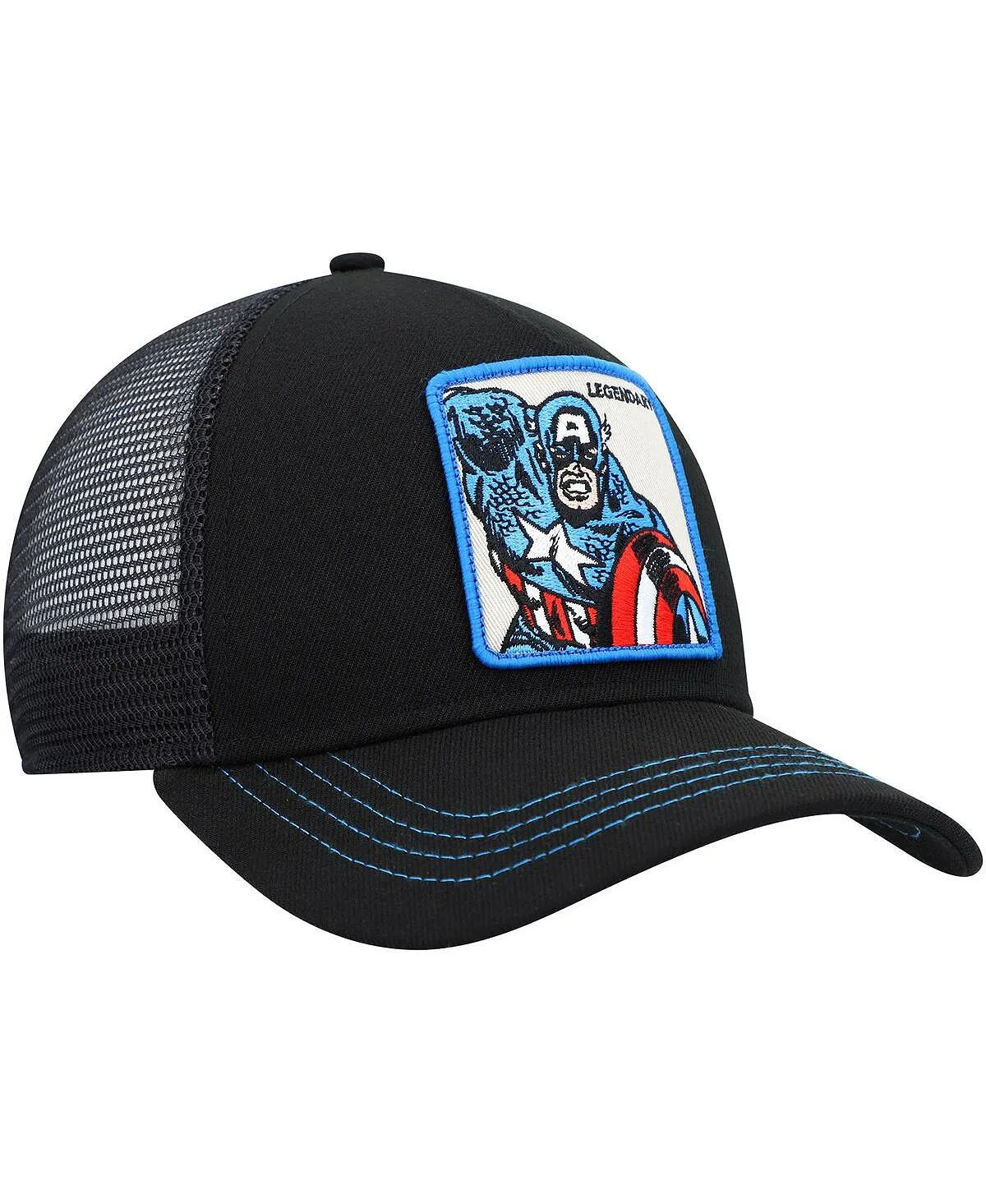 Men's Black Retro Captain America A-Frame Snapback Hat Lids