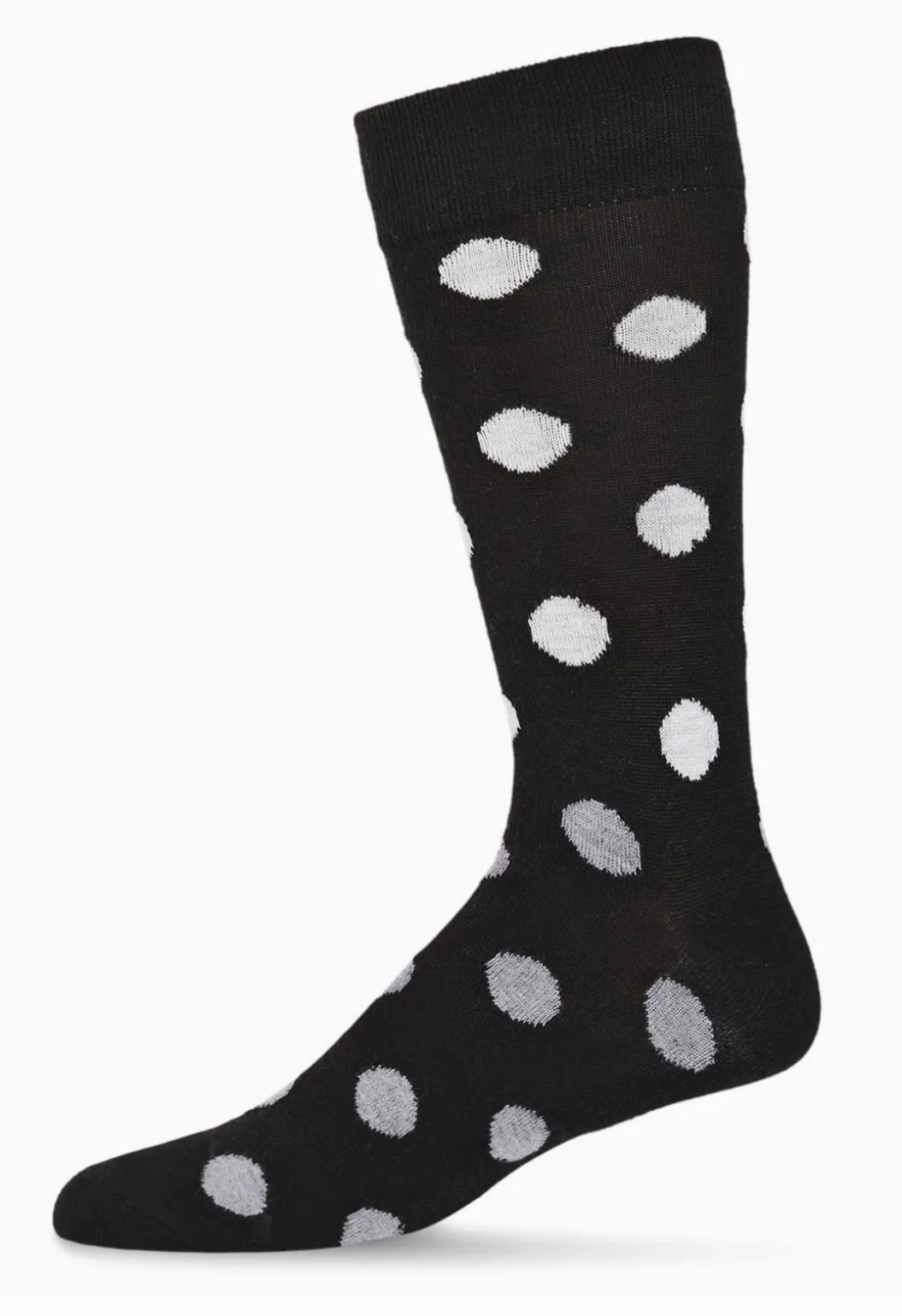 Men's Cashmere Polka Dot Crew Socks -Black