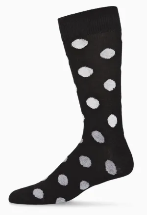 Men's Cashmere Polka Dot Crew Socks -Black