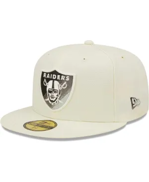 Men's Cream Fitted Hat Las Vegas Raiders Chrome Dim 59FIFTY New Era