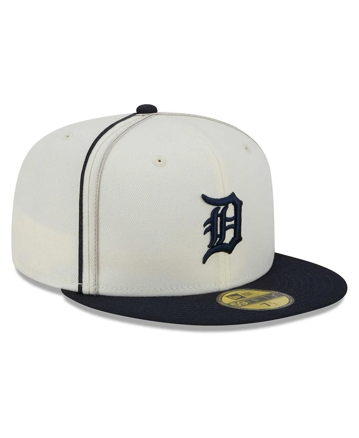 Men's Cream, Navy Detroit Tigers Chrome Sutash 59FIFTY Hat. New Era