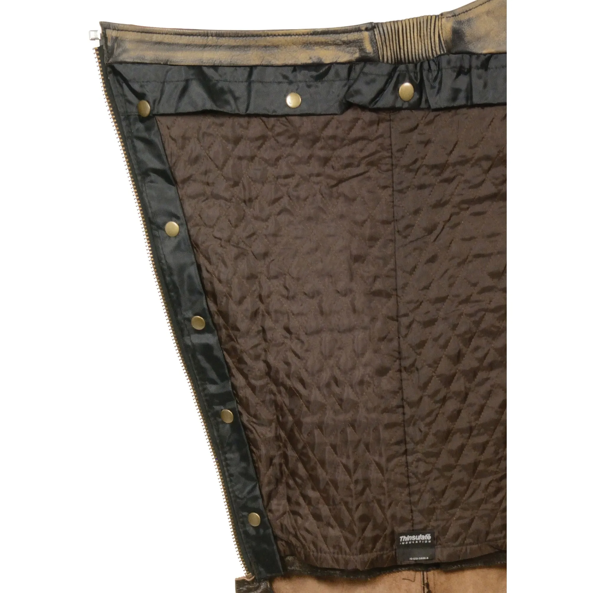 Men's Distressed brown Four Pocket Thermal Lined Chap