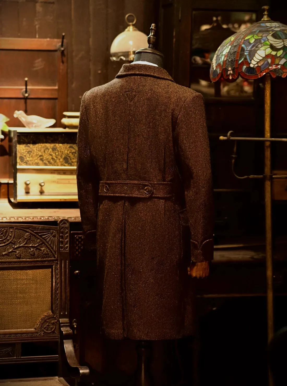 Men's Tweed Overcoat Double-breasted Business Style Coat