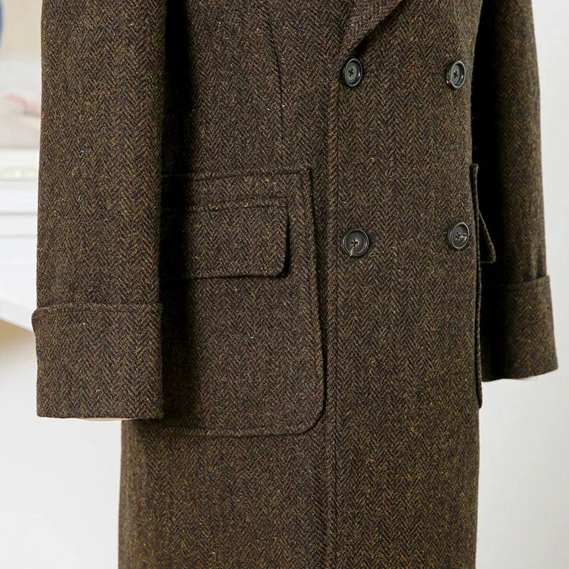 Men's Tweed Overcoat Double-breasted Business Style Coat