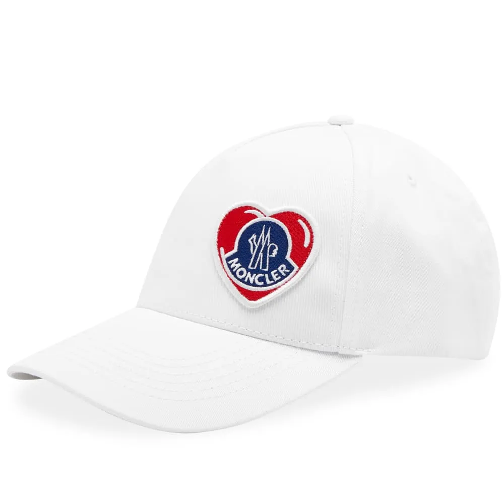 Moncler Baseball Cap with Heart Logo, White
