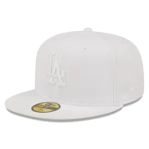 New Era Men's Fitted Cap Los Angeles Dodgers White on White 59FIFTY