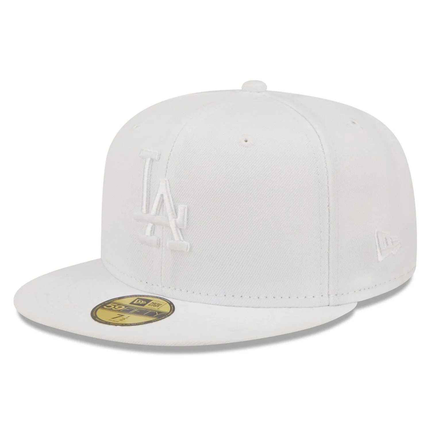 New Era Men's Fitted Cap Los Angeles Dodgers White on White 59FIFTY