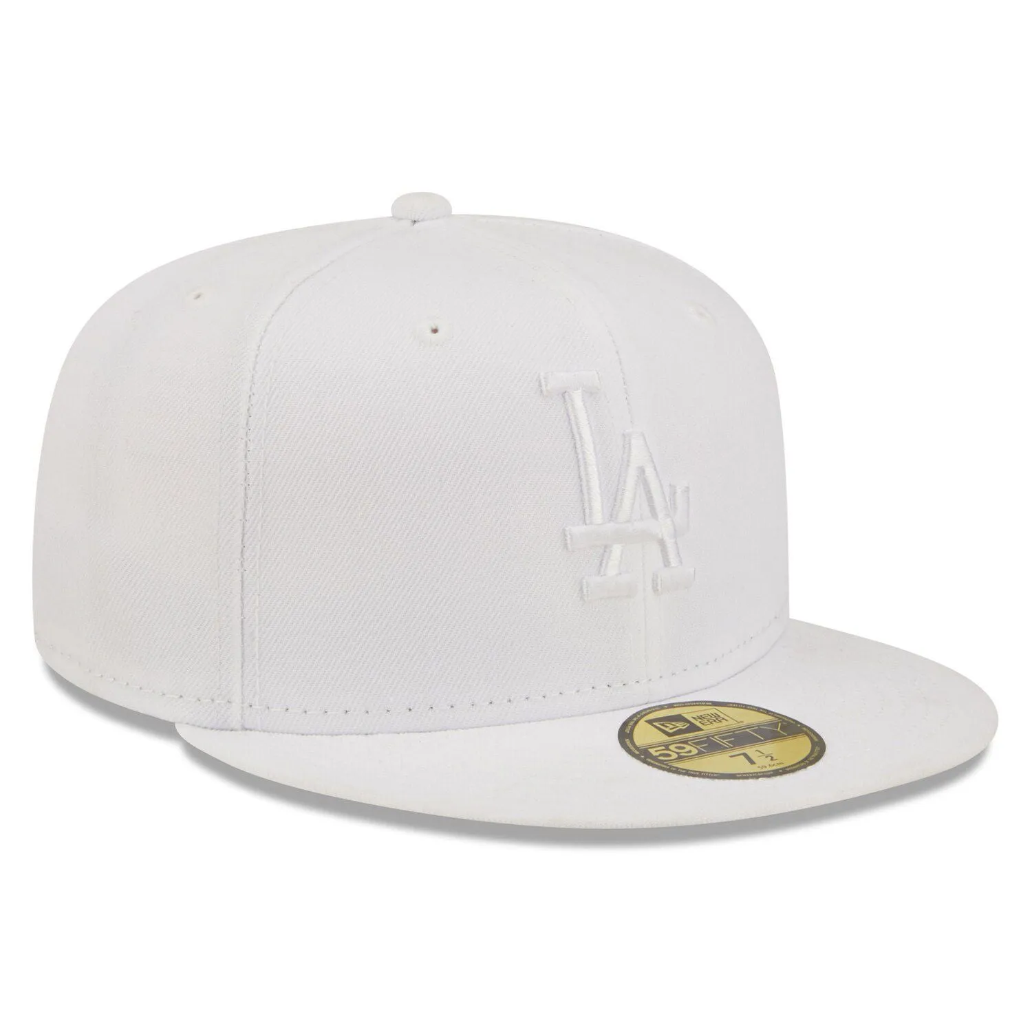 New Era Men's Fitted Cap Los Angeles Dodgers White on White 59FIFTY