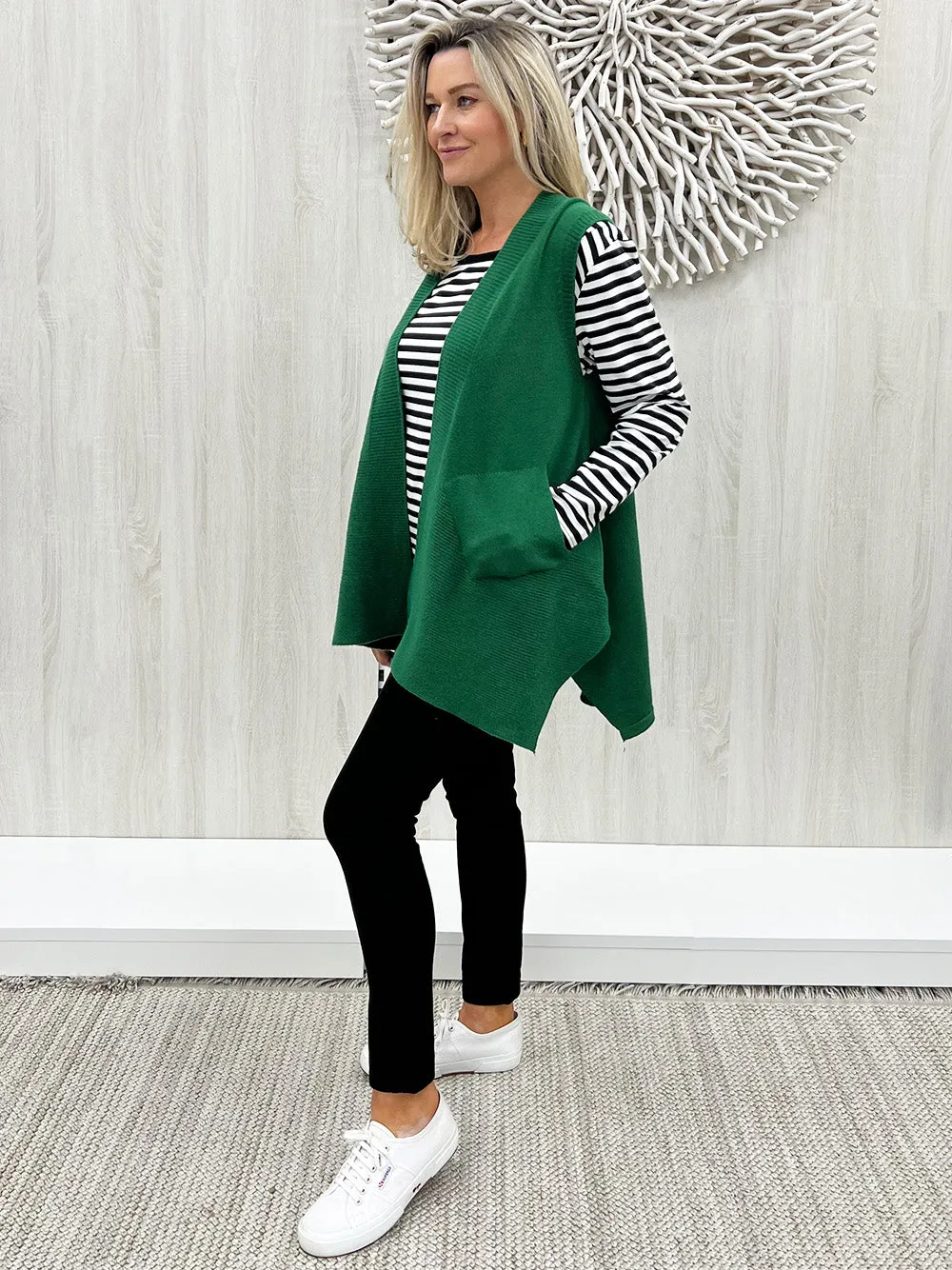 Pia Long Line Vest - Emerald