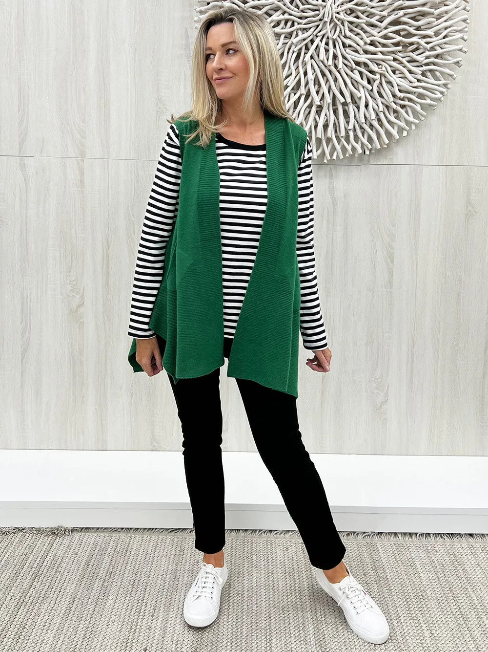 Pia Long Line Vest - Emerald