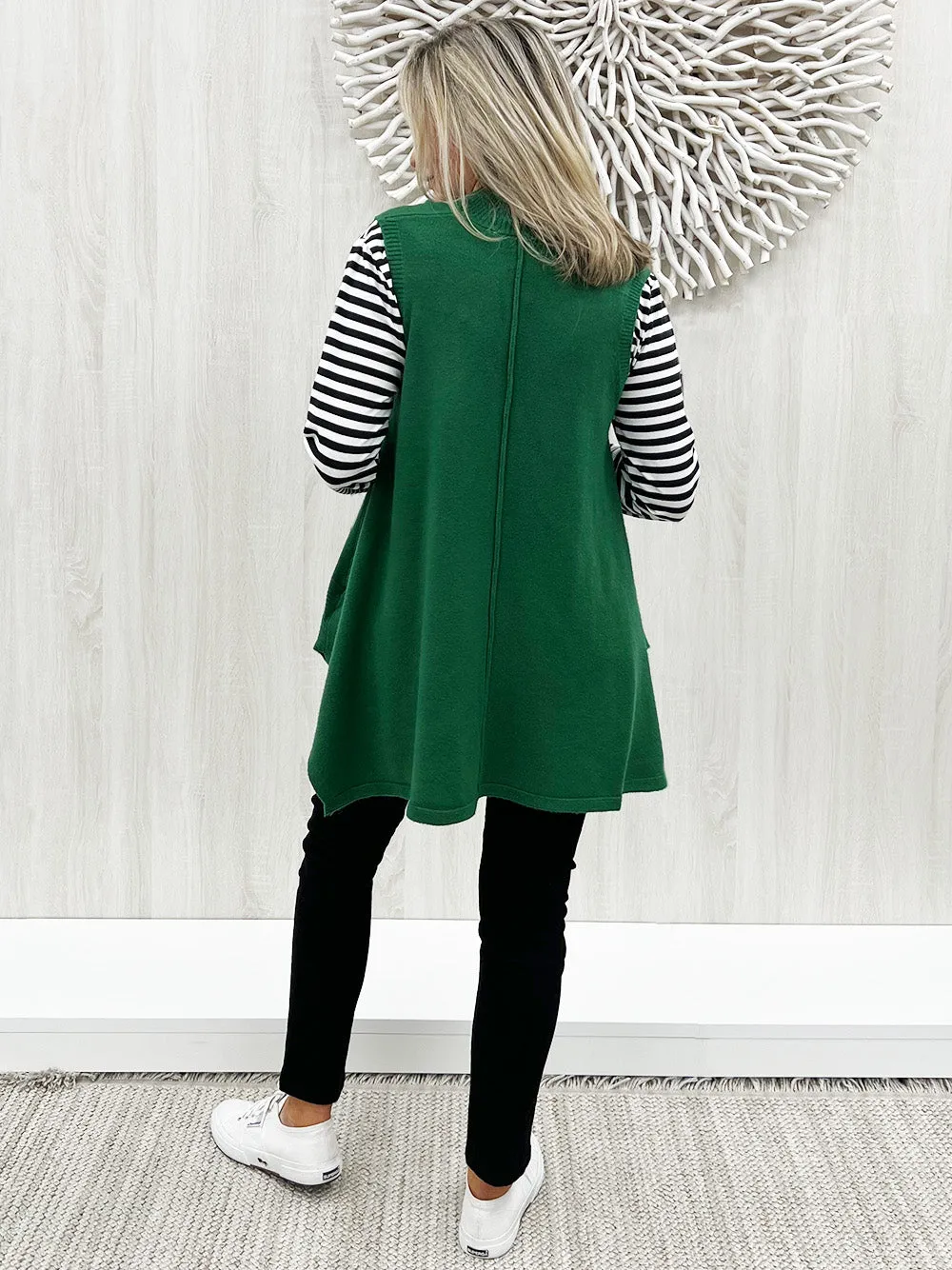Pia Long Line Vest - Emerald