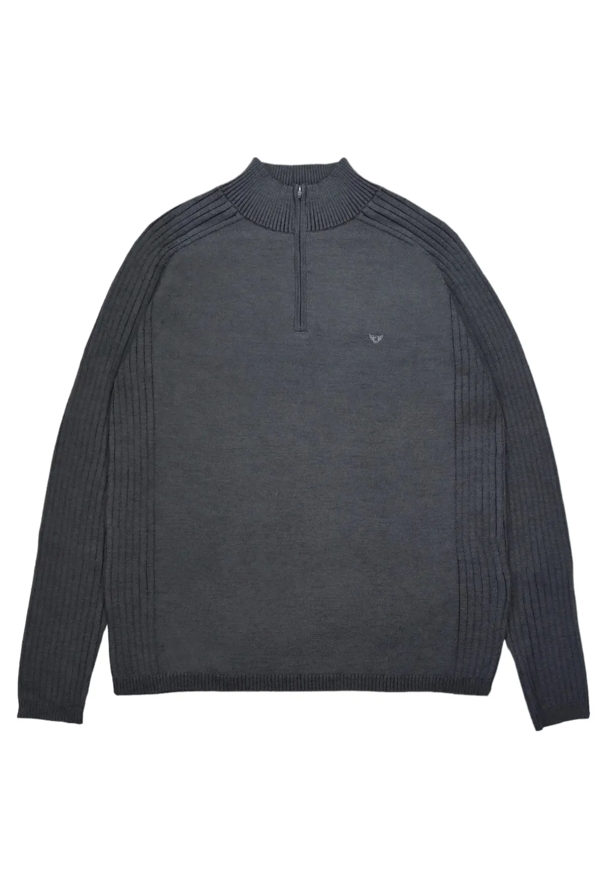 R.F. Scott 100% Merino Wool Zip Neck Knit: Parker - Lead