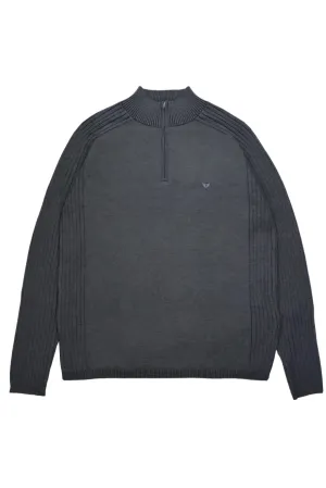 R.F. Scott 100% Merino Wool Zip Neck Knit: Parker - Lead