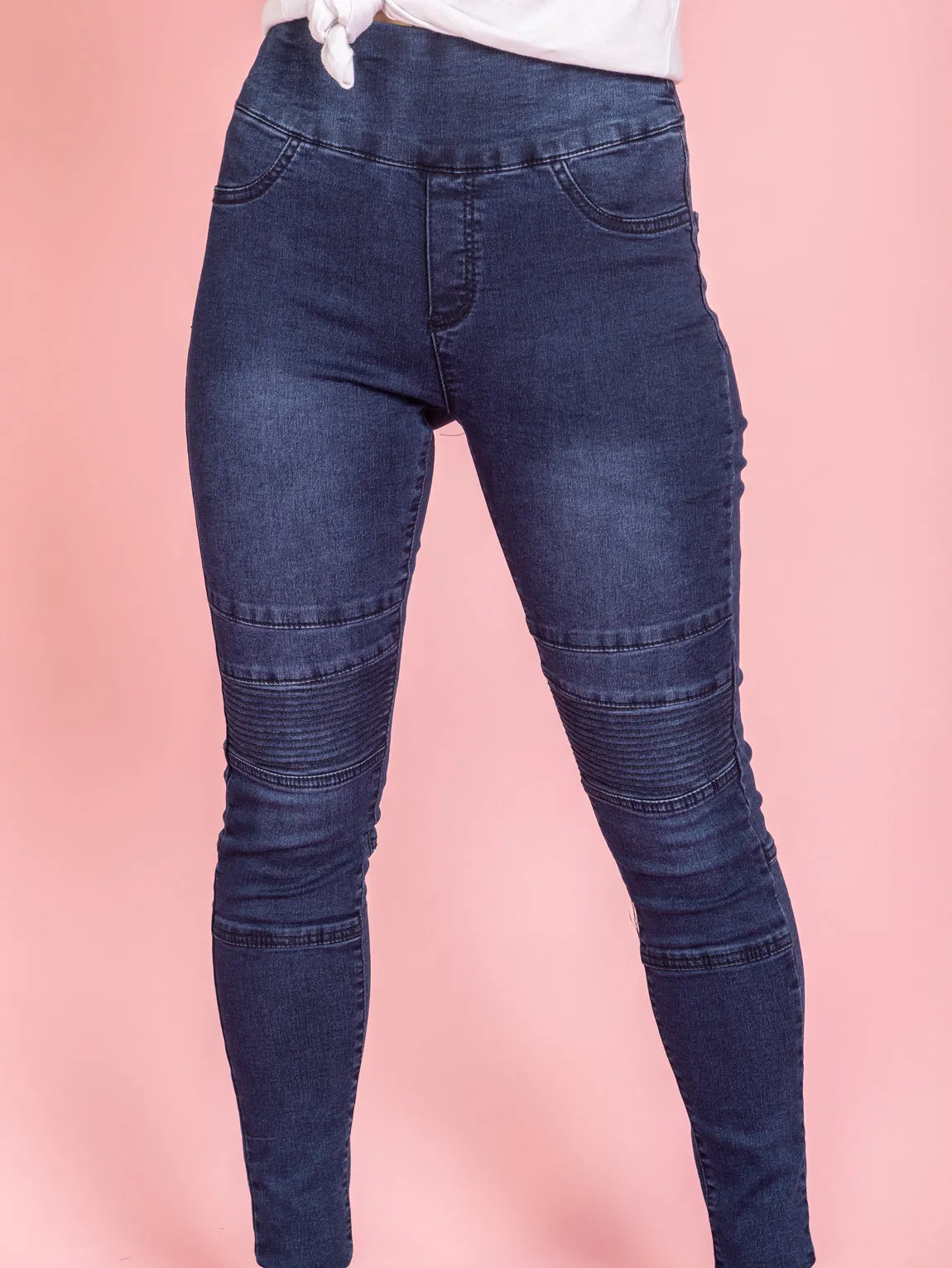 Ruby Pull On Jeans - Dark Blue