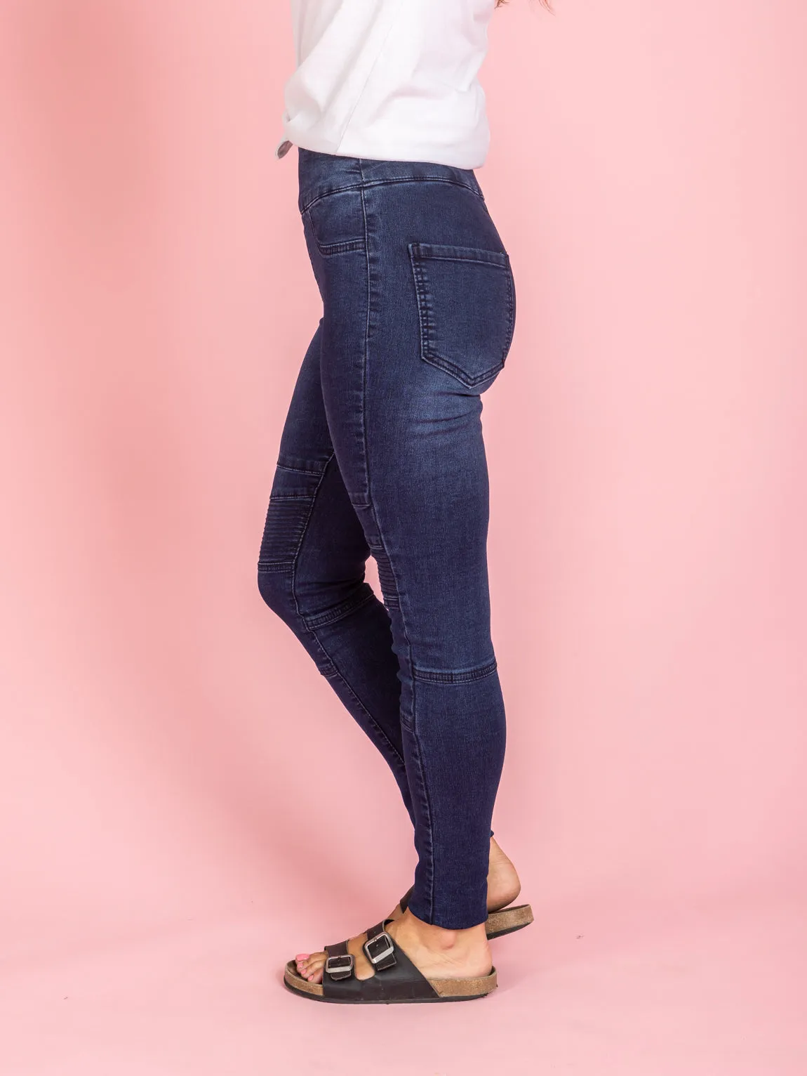 Ruby Pull On Jeans - Dark Blue