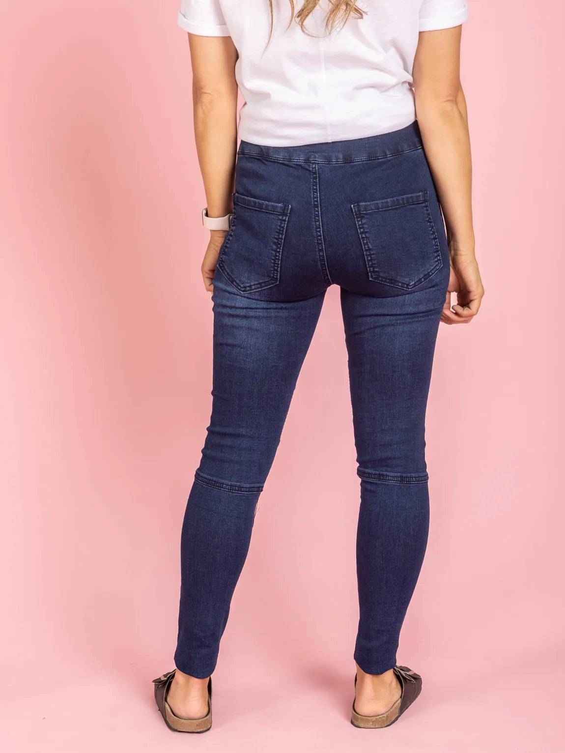 Ruby Pull On Jeans - Dark Blue