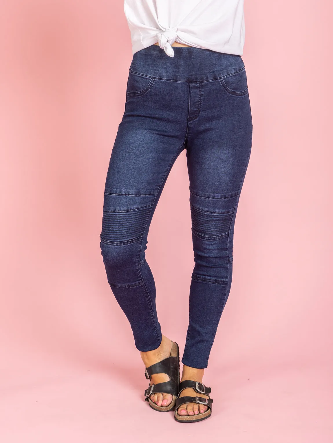 Ruby Pull On Jeans - Dark Blue