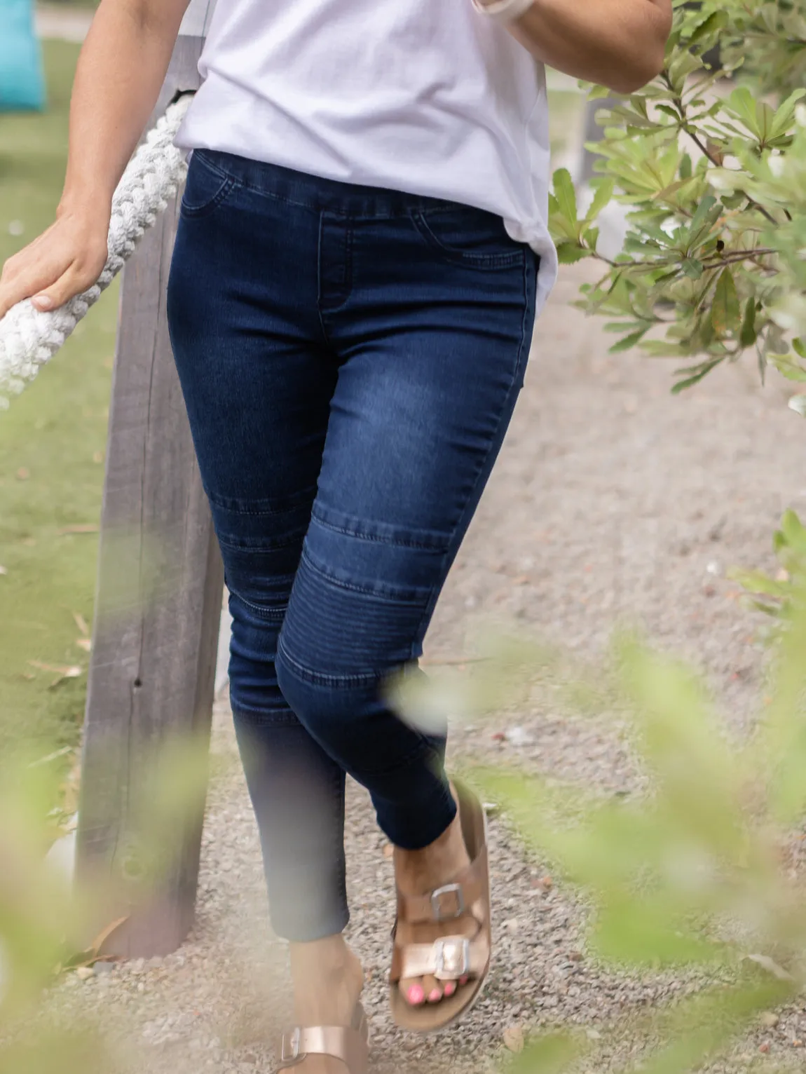 Ruby Pull On Jeans - Dark Blue