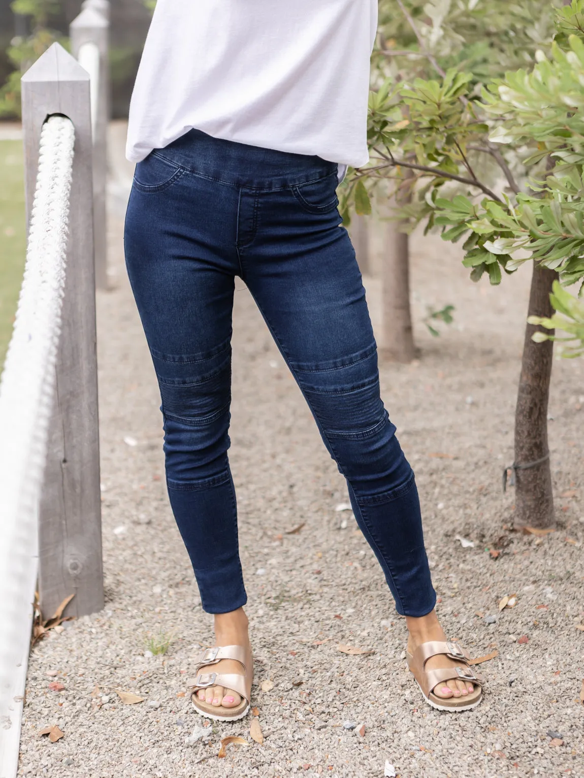 Ruby Pull On Jeans - Dark Blue