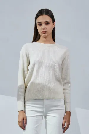 Sequined Crewneck Cashmere Sweater