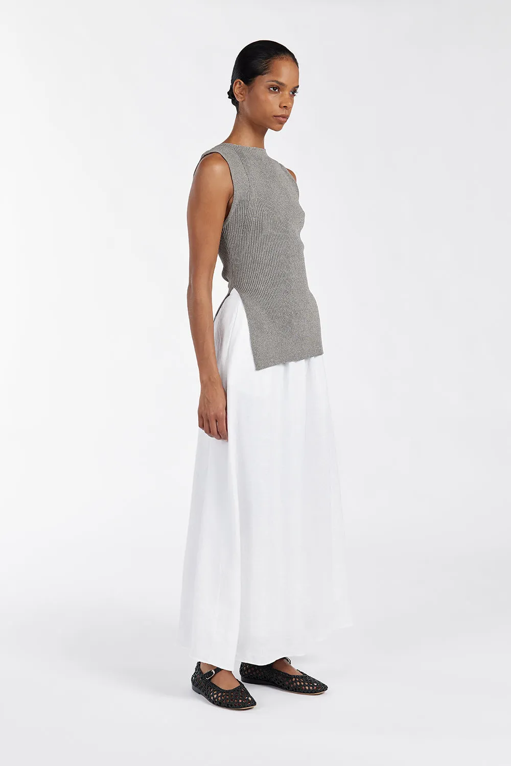 SOFIA SMOKE LONGLINE KNIT TOP