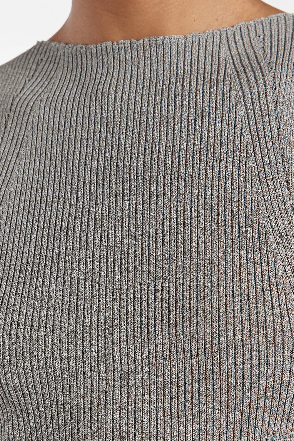 SOFIA SMOKE LONGLINE KNIT TOP