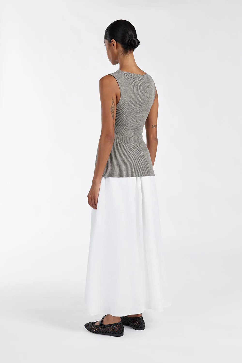 SOFIA SMOKE LONGLINE KNIT TOP
