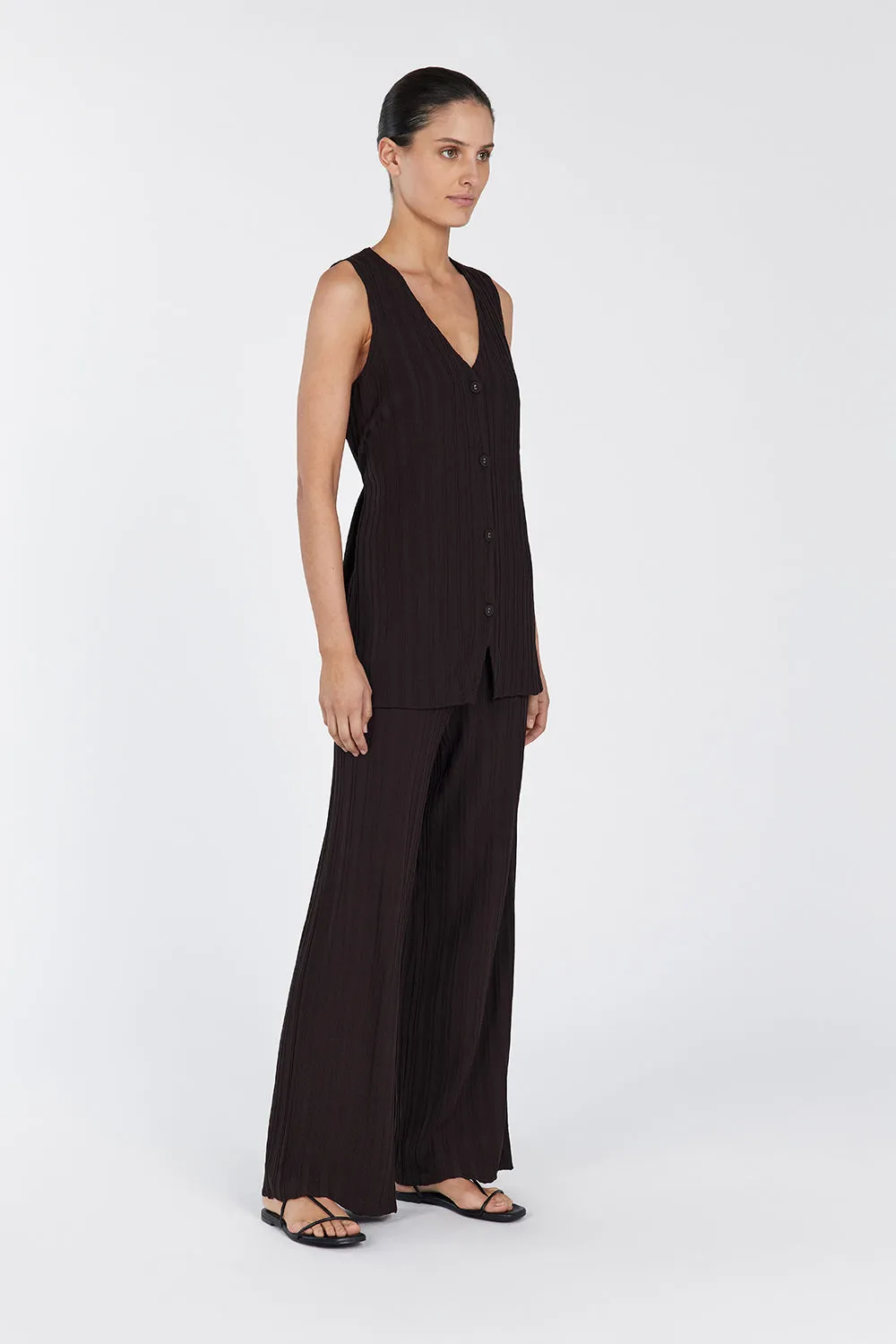SYLVIA BITTER CHOC LONGLINE VEST