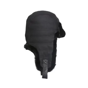 UGG Wool Trapper With Fur Trim Black Hat - Men's