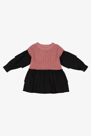 Vierra Rose Liv Two-Tone Girls Sweater - Nude