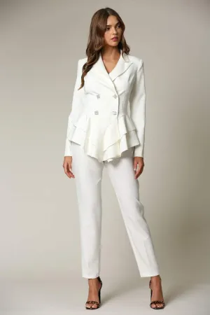 White Two Piece Blazer And Pant Set