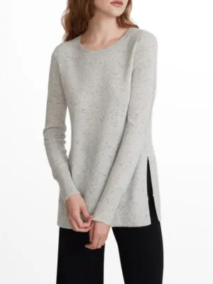 White   Warren - Pointelle Sleeve Crewneck Polar Grey Nep