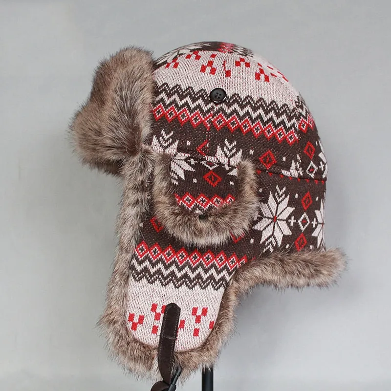 Winter  Bomber Hat Women  Russian Faux Fur  Trapper Hat  Men Ushanka Snow Cap with Earflaps