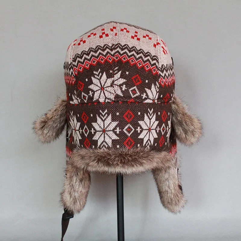 Winter  Bomber Hat Women  Russian Faux Fur  Trapper Hat  Men Ushanka Snow Cap with Earflaps