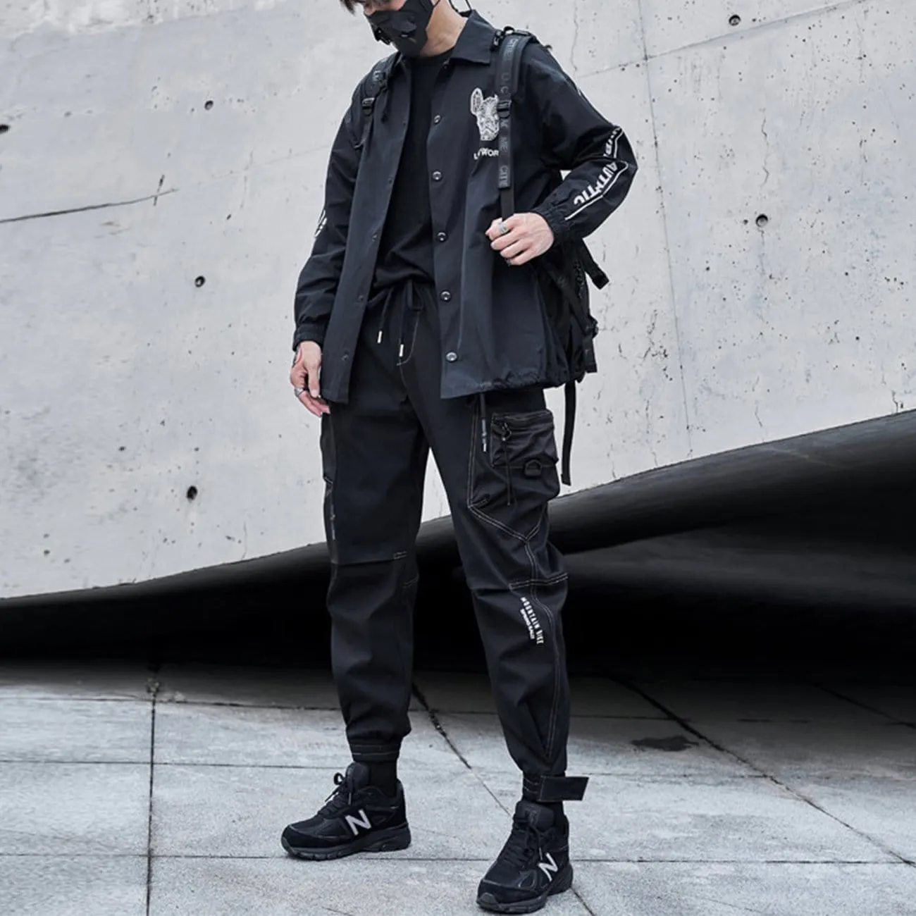WLS Function Bright Line Zipper Pockets Velcro Cargo Pants