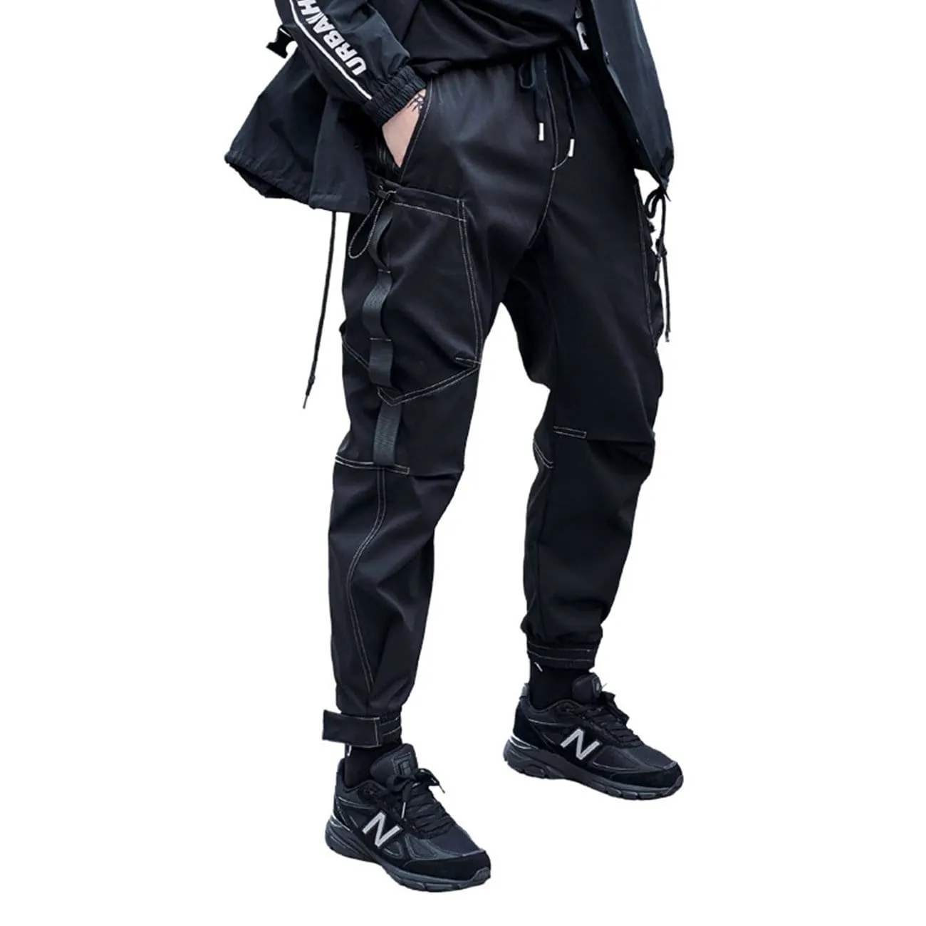 WLS Function Bright Line Zipper Pockets Velcro Cargo Pants
